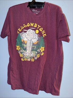 National Geographic Maroon Yellowstone Geyser Graphic Tee